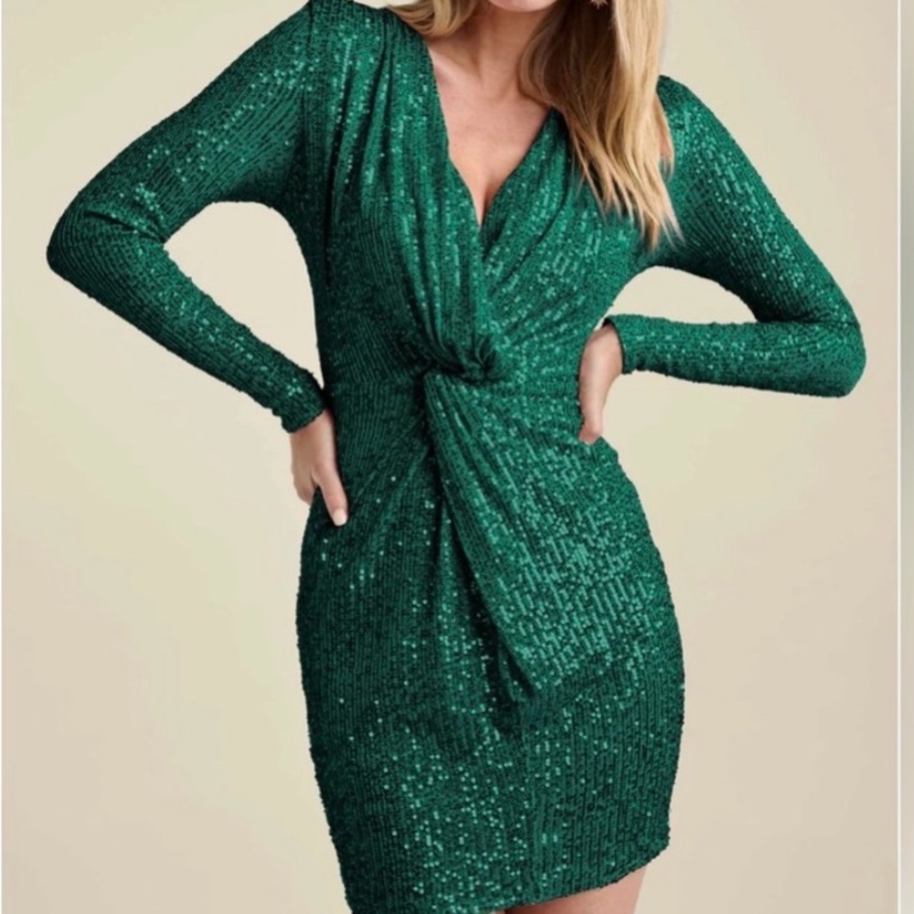VENUS Sparkling Green Sequin Dress